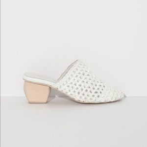 Brand new intentionally blank woven mules